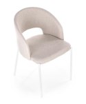 Halmar K486 krzesło do jadalni beżowy, materiał: tkanina /nogi biały, stal malowana