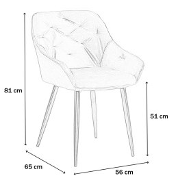 Halmar K487 krzesło do jadalni musztardowy, materiał: tkanina - velvet / stal malowana
