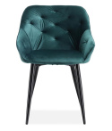 Halmar K487 krzesło do jadalni ciemny zielony, materiał: tkanina - velvet / stal malowana