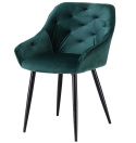 Halmar K487 krzesło do jadalni ciemny zielony, materiał: tkanina - velvet / stal malowana Halmar K487 krzesło do jadalni ciemny zielony, materiał: tkanina - velvet / stal malowana