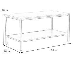 SIGNAL ŁAWA WENDY A PROSTOKĄTNA Z PÓŁKĄ BLAT PŁYTA LAMINOWANA BRĄZ RUSTYKALNY/ STELAŻ METAL CZARNY MAT 90x46