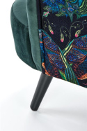 Halmar PAGONI fotel wypoczynkowy c. zielony / czarny - tapicerowany velvet - nogi lite drewno - podłokietniki, wysokie oparcie