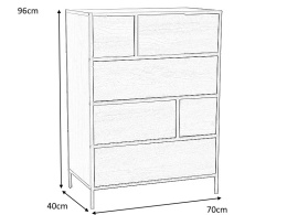 KOMODA GEO K6 SIGNAL PŁYTA LAMINOWANA DĄB NATURALNY / STELAŻ CZARNY MAT 6 SZUFLAD z systemem 