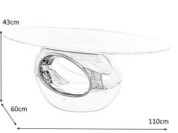 SIGNAL ŁAWA ETNA OWALNA SZKŁO HARTOWANE BIAŁY EFEKT MARMURU / PODSTAWA TWORZYWO BIAŁY LAKIER 110x60x43