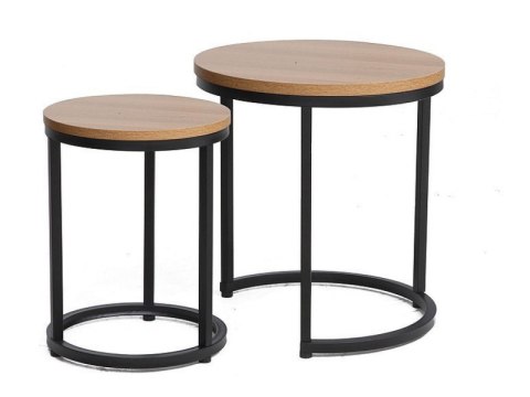 ŁAWA STOLIK HOLA ZESTAW 2 OKRĄGŁA SIGNAL PŁYTA LAMINOWANA DĄB NATURALNY / STELAŻ METAL CZARNY FI 45 i FI 35 ŁAWA STOLIK HOLA ZESTAW 2 OKRĄGŁA SIGNAL PŁYTA LAMINOWANA DĄB NATURALNY / STELAŻ METAL CZARNY FI 45 i FI 35