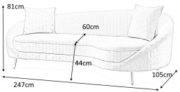 SIGNAL SOFA KANAPA FLAMINGO 3 TAPICERKA TKANINA SZTRUKS SZARY TAP.198/ METAL SREBRNY DO DOMU I LOKALU