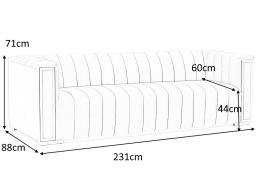 SIGNAL SOFA KANAPA VOGUE 3 TAPICEROWANA TKANINA VELVET GRANATOWY TAP.202/ METAL ZŁOTY TRZYOSOBOWA