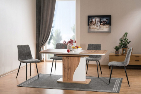 STÓŁ SYRIUSZ IN ROZKŁADANY SIGNAL PŁYTA LAMINOWANA DĄB WOTAN / BIAŁY MAT 120(160)X80 PROSTOKĄTNY DODATKOWA PŁYTA CHOWANA W NODZE STÓŁ SYRIUSZ IN ROZKŁADANY SIGNAL PŁYTA LAMINOWANA DĄB WOTAN / BIAŁY MAT 120(160)X80 PROSTOKĄTNY DODATKOWA PŁYTA CHOWANA W NODZE