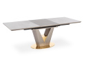 VALENTINO stół do jadalni rozkładany jasny popiel/złoty - protokętny - blat marmur ceramiczny, MDF - noga jany popiel / złota