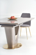 VALENTINO stół do jadalni rozkładany jasny popiel/złoty - protokętny - blat marmur ceramiczny, MDF - noga jany popiel / złota