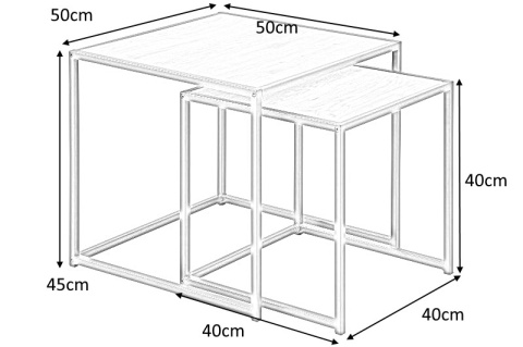 ACTONA Zestaw stolików kawowych Seaford blat dąb naturalny wykończony laminatem podstawa metal malowany proszkowo czarny ACTONA Zestaw stolików kawowych Seaford blat dąb naturalny wykończony laminatem podstawa metal malowany proszkowo czarny