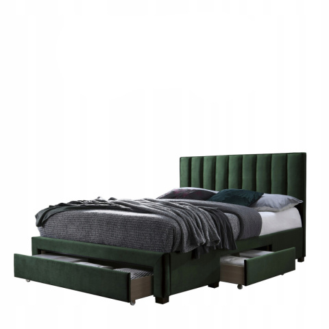 Halmar łóżko GRACE 160x200 z szufladami tapicerowane ciemny zielony velvet lite drewno kauczukowe dwuosobowe do sypialni Halmar łóżko GRACE 160x200 z szufladami tapicerowane ciemny zielony velvet lite drewno kauczukowe dwuosobowe do sypialni