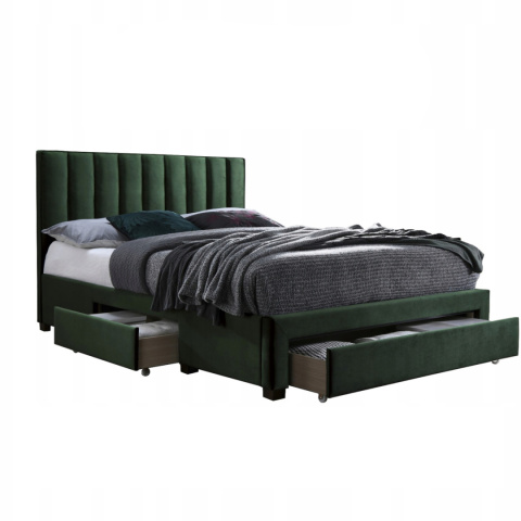 Halmar łóżko GRACE 160x200 z szufladami tapicerowane ciemny zielony velvet lite drewno kauczukowe dwuosobowe do sypialni Halmar łóżko GRACE 160x200 z szufladami tapicerowane ciemny zielony velvet lite drewno kauczukowe dwuosobowe do sypialni