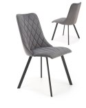 Halmar K450 krzesło do jadalni popielaty, materiał: tkanina velvet, nogi metal czarny