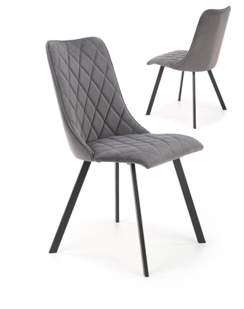 Halmar K450 krzesło do jadalni popielaty, materiał: tkanina velvet, nogi metal czarny Halmar K450 krzesło do jadalni popielaty, materiał: tkanina velvet, nogi metal czarny