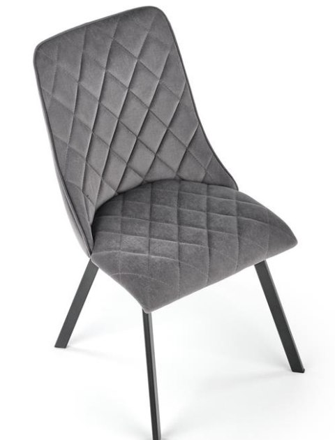 Halmar K450 krzesło do jadalni popielaty, materiał: tkanina velvet, nogi metal czarny Halmar K450 krzesło do jadalni popielaty, materiał: tkanina velvet, nogi metal czarny