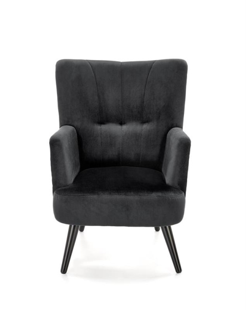 Halmar PAGONI fotel wypoczynkowy czarny - tapicerowany velvet - nogi lite drewno - podłokietniki, wysokie oparcie Halmar PAGONI fotel wypoczynkowy czarny - tapicerowany velvet - nogi lite drewno - podłokietniki, wysokie oparcie