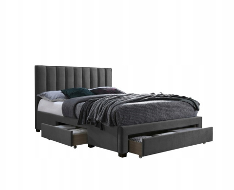 Halmar łóżko GRACE 160x200 z szufladami tapicerowane tkanina popiel velvet drewno lite kauczukowe dwuosobowe do sypialni Halmar łóżko GRACE 160x200 z szufladami tapicerowane tkanina popiel velvet drewno lite kauczukowe dwuosobowe do sypialni
