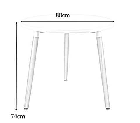 Intesi Stół Copine okrągły blat MDF lakierowany biały fi 80 cm na trzech nogach z drewna jesionowego do kawiarni kuchni jadalni Intesi Stół Copine okrągły blat MDF lakierowany biały fi 80 cm na trzech nogach z drewna jesionowego do kawiarni kuchni jadalni
