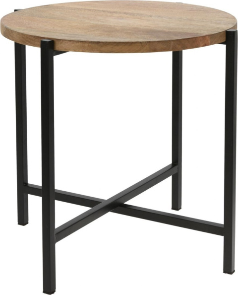 Intesi Stolik kawowy Ragna okrągły fi42 cm - blat z litego drewna mango nogi metal malowany proszkowo stolik okolicznościowy Intesi Stolik kawowy Ragna okrągły fi42 cm - blat z litego drewna mango nogi metal malowany proszkowo stolik okolicznościowy