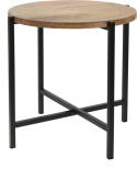 Intesi Stolik kawowy Ragna okrągły fi42 cm - blat z litego drewna mango nogi metal malowany proszkowo stolik okolicznościowy Intesi Stolik kawowy Ragna okrągły fi42 cm - blat z litego drewna mango nogi metal malowany proszkowo stolik okolicznościowy