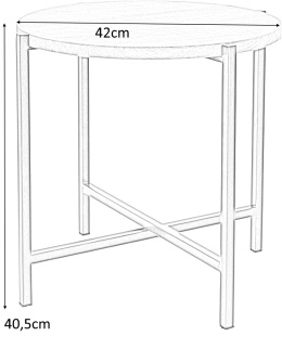 Intesi Stolik kawowy Ragna okrągły fi42 cm - blat z litego drewna mango nogi metal malowany proszkowo stolik okolicznościowy