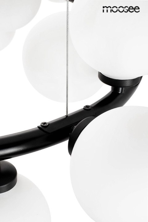 Moosee MOOSEE lampa wisząca COSMO 72 czarna metalowy okrąg kuliste klosze szkło mleczny Moosee MOOSEE lampa wisząca COSMO 72 czarna metalowy okrąg kuliste klosze szkło mleczny