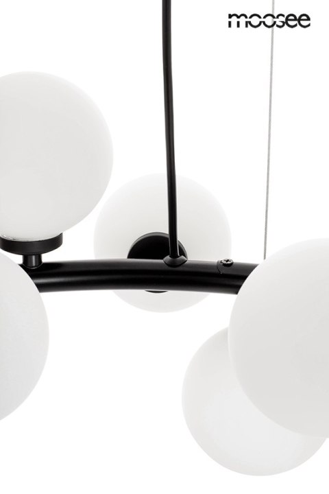 Moosee MOOSEE lampa wisząca COSMO 72 czarna metalowy okrąg kuliste klosze szkło mleczny Moosee MOOSEE lampa wisząca COSMO 72 czarna metalowy okrąg kuliste klosze szkło mleczny