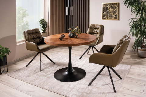 STÓŁ AMADEO OKRĄGŁY SIGNAL MDF + OKLEINA NATURALNA ORZECH/ PODSTAWA METALOWA CZARNY MAT FI 100 DO SALONU JADALNI LOKALU STÓŁ AMADEO OKRĄGŁY SIGNAL MDF + OKLEINA NATURALNA ORZECH/ PODSTAWA METALOWA CZARNY MAT FI 100 DO SALONU JADALNI LOKALU