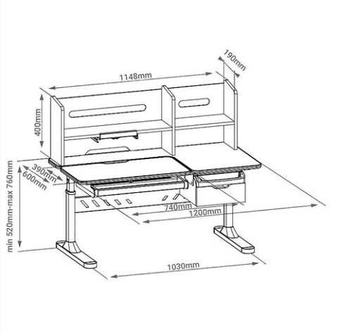 Biurko Fun Desk Fiore II Grey Regulowane biurko dla dzieci i młodzieży Biały / Szary Biurko Fun Desk Fiore II Grey Regulowane biurko dla dzieci i młodzieży Biały / Szary
