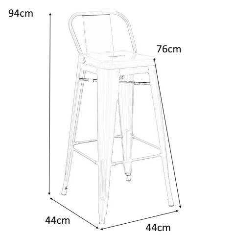 D2.DESIGN Hoker Krzesło barowe Paris Back Short 76cm metaliczny insp. Tolix z oparciem i podnóżkiem można sztaplować D2.DESIGN Hoker Krzesło barowe Paris Back Short 76cm metaliczny insp. Tolix z oparciem i podnóżkiem można sztaplować