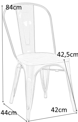 KRZESŁO METALOWE Paris Wood kolor METAL siedzisko DREWNO lakierowane sosna ORZECH ELEMENTY RDZY - MEBEL POSTARZANY D2.DESIGN