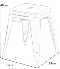 D2.DESIGN Stołek Taboret Paris czarny inspirowany Tolix metalowy można sztaplować do kuchni recepcji baru