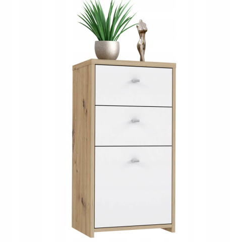 Forte BEST CHEST SQNK211-C804 Komoda, szafka półka, szuflady, Dąb Artisan / Biały Forte BEST CHEST SQNK211-C804 Komoda, szafka półka, szuflady, Dąb Artisan / Biały