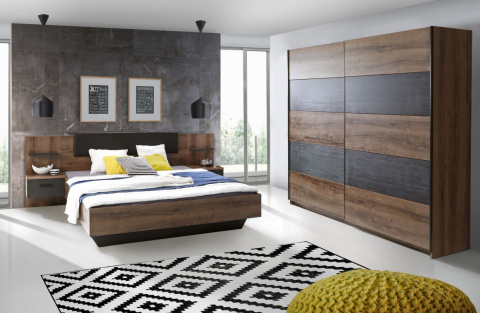 Forte CHILLY HILL1162-L41 Łóżko z dwiema szafkami nocnymi Forte CHILLY HILL1162-L41 Łóżko z dwiema szafkami nocnymi