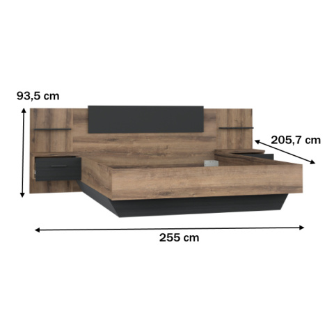 Forte CHILLY HILL1162-L41 Łóżko z dwiema szafkami nocnymi Forte CHILLY HILL1162-L41 Łóżko z dwiema szafkami nocnymi