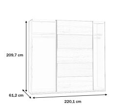 Forte CHILLY HILS925E1-N09 Szafa ubraniowa drzwi przesuwane