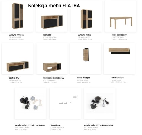 Forte ELATHA CFTT5104-M551 Stolik okolicznościowy, kawowy, półki z szufladą Dąb Catania / Czarny Forte ELATHA CFTT5104-M551 Stolik okolicznościowy, kawowy, półki z szufladą Dąb Catania / Czarny