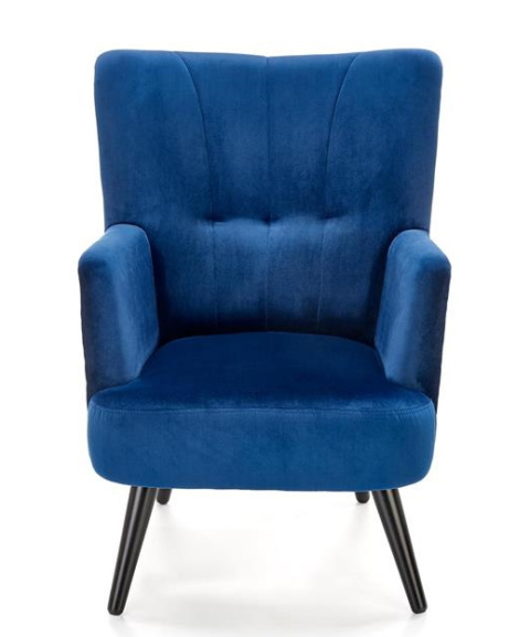 Halmar PAGONI fotel wypoczynkowy granatowy / czarny - tapicerowany velvet - nogi lite drewno - podłokietniki, wysokie oparcie Halmar PAGONI fotel wypoczynkowy granatowy / czarny - tapicerowany velvet - nogi lite drewno - podłokietniki, wysokie oparcie