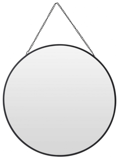 Intesi Lustro Lago okrągłe 29cm czarne rama metalowa zawieszane na łańcuszku metalowym czarnym do łazienki przedpokoju salonu Intesi Lustro Lago okrągłe 29cm czarne rama metalowa zawieszane na łańcuszku metalowym czarnym do łazienki przedpokoju salonu