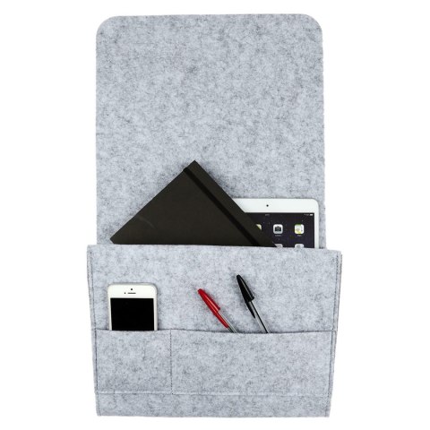 Intesi Organizer do łóżka szary z filcu zamiast szafki nocnej nie wymaga montażu na książkę tablet telefon drobiazgi 3 kieszenie Intesi Organizer do łóżka szary z filcu zamiast szafki nocnej nie wymaga montażu na książkę tablet telefon drobiazgi 3 kieszenie