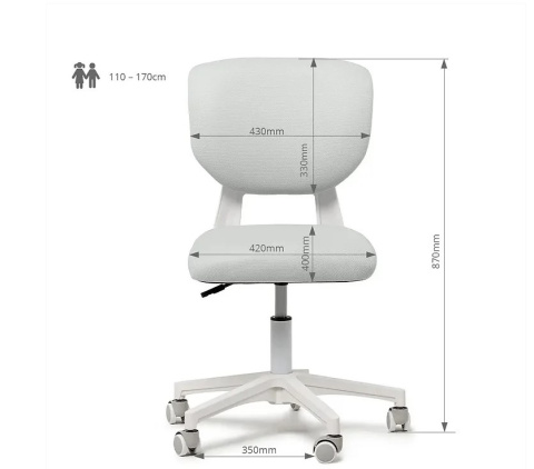 Fun Desk BUONO GREY - Krzesełko z regulacją wysokości obrotowe do biurka Fun Desk BUONO GREY - Krzesełko z regulacją wysokości obrotowe do biurka