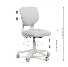 Fun Desk BUONO GREY - Krzesełko z regulacją wysokości obrotowe do biurka