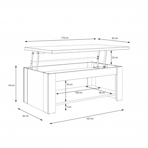 Meble Forte COFFEE TABLES DURT511-C04 Stolik okolicznościowy, kawowy, Biały, blat podwyższany Meble Forte COFFEE TABLES DURT511-C04 Stolik okolicznościowy, kawowy, Biały, blat podwyższany