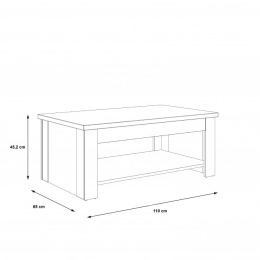 Meble Forte COFFEE TABLES DURT511-C04 Stolik okolicznościowy, kawowy, Biały, blat podwyższany