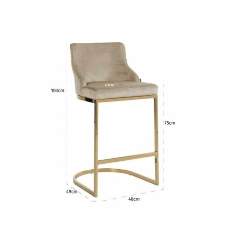 Richmond Interiors RICHMOND krzesło barowe BOLTON 75 khaki - welur, złota podstawa Richmond Interiors RICHMOND krzesło barowe BOLTON 75 khaki - welur, złota podstawa