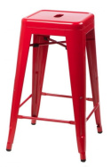 D2.DESIGN Hoker Stołek barowy Paris 66cm czerwony inspirowany Tolix metal malowany proszkowo można sztaplować do kuchni do baru