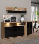 Forte ELATHA ETHK231R-M550 Komoda, szafka, półki, szuflady, Dąb Katania / Czarny Forte ELATHA ETHK231R-M550 Komoda, szafka, półki, szuflady, Dąb Katania / Czarny