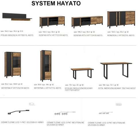 Forte HAYATO HYTT231R-M215 Szafka RTV - szeroka, półki, szuflada, Świerk Alpejski / Czarny Forte HAYATO HYTT231R-M215 Szafka RTV - szeroka, półki, szuflada, Świerk Alpejski / Czarny