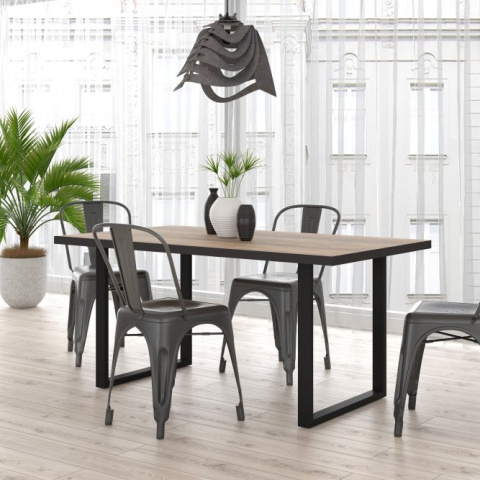 Forte HAYATO TBLT442-M337 Stół nierozkładany 160 x 90 - Świerk Alpejski / Czarny Forte HAYATO TBLT442-M337 Stół nierozkładany 160 x 90 - Świerk Alpejski / Czarny
